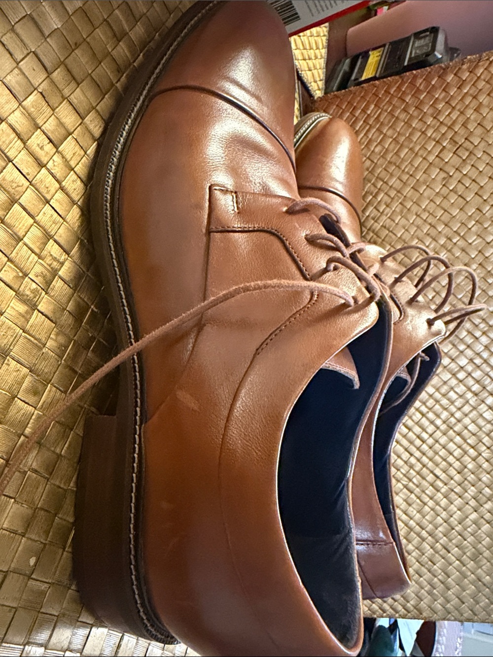 Men's Brown Leather Lace-Up Dress Shoes Cole haan